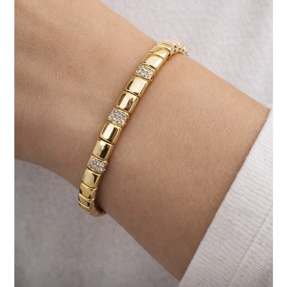 Gold Plated Rhinestone Bangle Bracelet New